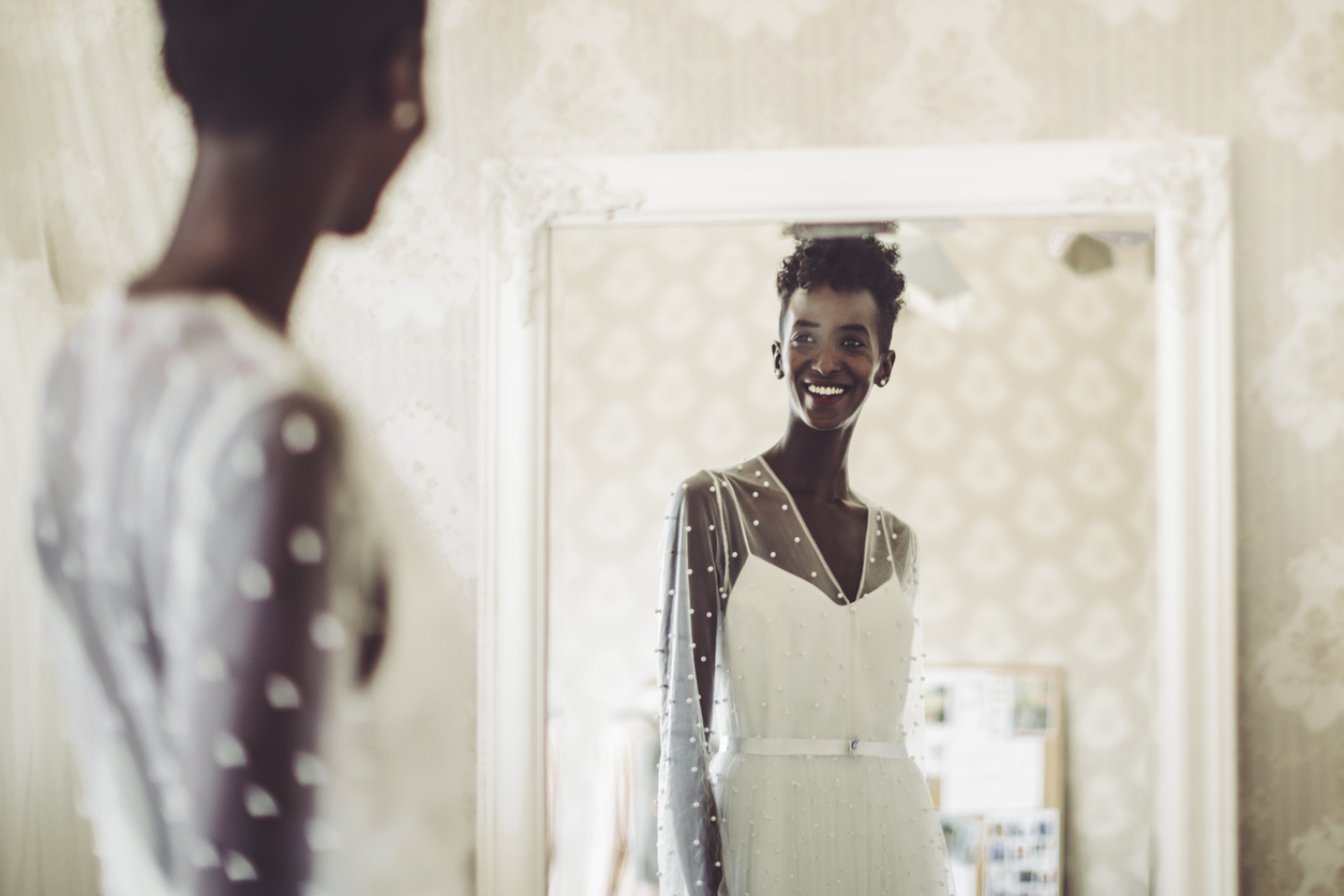 should you wear makeup to a wedding dress fitting Clea Darcy Vanilla Jacquard Flared Mini Dress main image 0