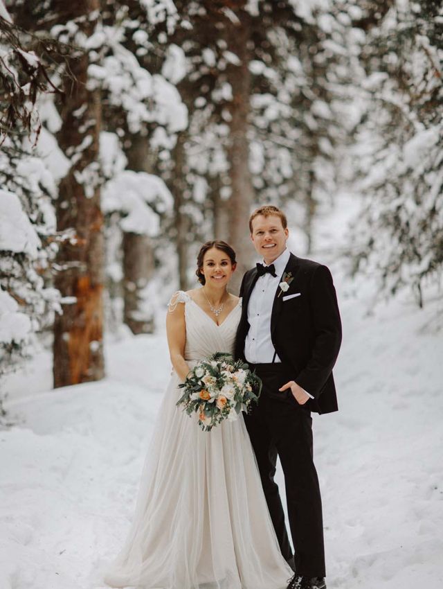 An Elegant Woodland Wedding in Lake Louise - Bride and Groom