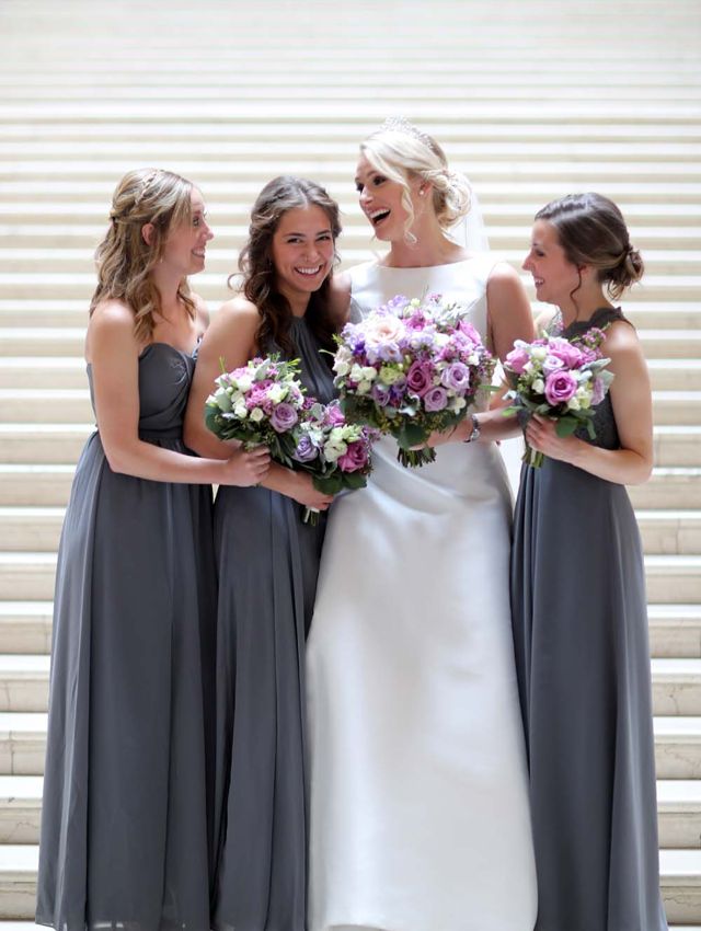 Purple grey bridesmaid dress best sale